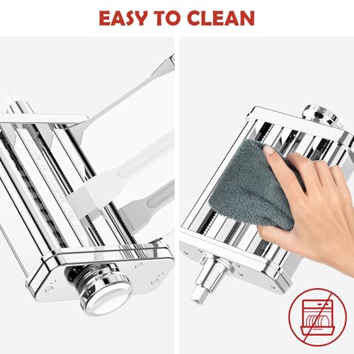 Image of FOCOLLK Pasta Attachment for KitchenAid Stand Mixer, 3-in-1 Stainless Steel Pasta Maker with Detachable Metal Plate, Pasta Roller, Spaghetti & Fettuccine Cutters for Homemade Italian Noodles