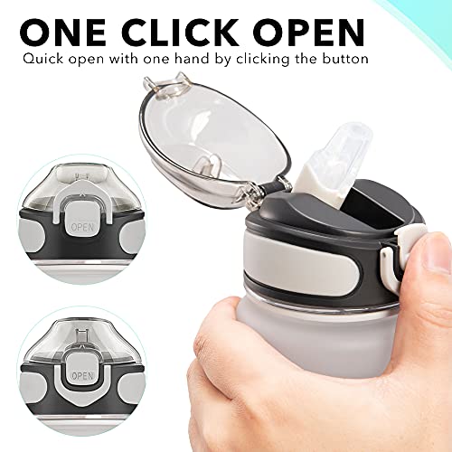 Image of Enerbone 32 OZ Water Bottle with Times to Drink and Straw, Leakproof BPA & Toxic Free, Drinking Water Bottle with Carrying Strap, Ensure You Drink Enough Water Throughout the Day for Fitness and Outdoor, Gray-Black