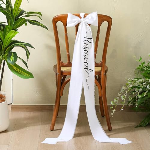 Tegeme 6 Pcs in Reserved Wedding Chair Ribbon Sash 11