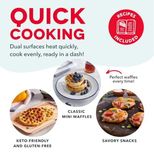 Image of Dash Mini Waffle Maker- Waffle Maker for Breakfast & Snacks - Compact & Easy-to-Clean - nonstick surfaces - Fun & Portable Kitchen Essential - Aqua - 2-Pack