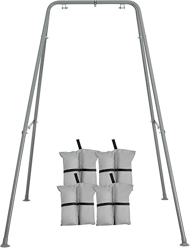 Miniatura 7 de FUNLIO Soporte plegable para niños con 4 sacos de arena, marco en A de metal resistente para interiores y exteriores para patio trasero, adecuado
