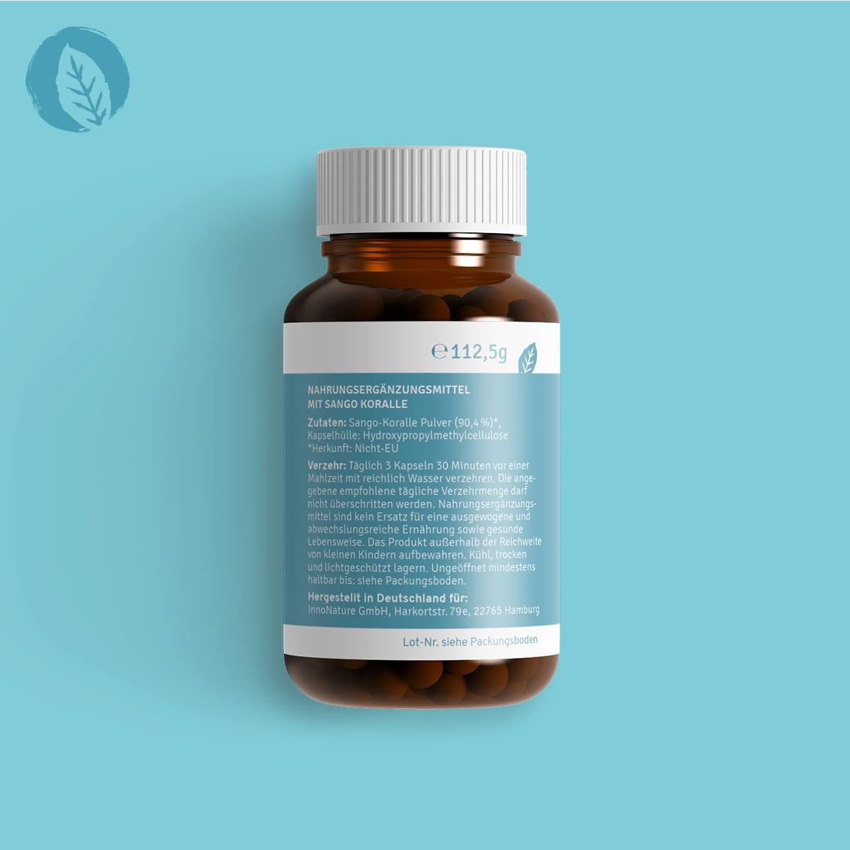 InnoNature Sango Meereskoralle Kapseln | natürliches Magnesium und Calcium aus der Sango Meereskoralle | 90 Kapseln, 678 mg Calcium, 339 mg Magnesium, laborgeprüft, vegan & hergestellt in DE