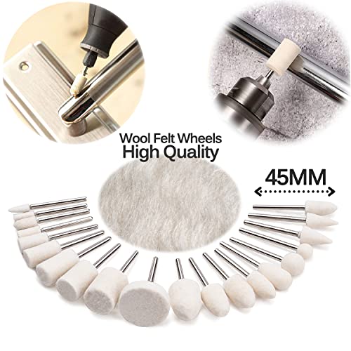 Polishing Buffing Wheels Wool Felt With 1/8 Inch Shank Buff Wheel For Dremel Rotary Tool Accessories Grinding Bits Watch Jewelry Polishing Set 63 Pieces #TOP2