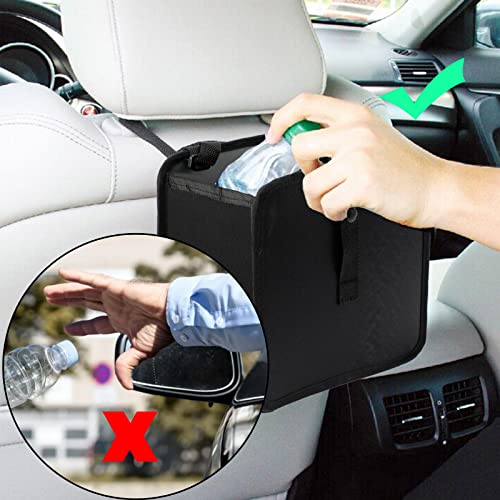 Image of Hanging Car Trash Bag, Leakproof Car Trash Bin Hanging Collapsible Portable Garbage Bag Organizer, Large Capacity Storage Bag for Vehicle (Black)