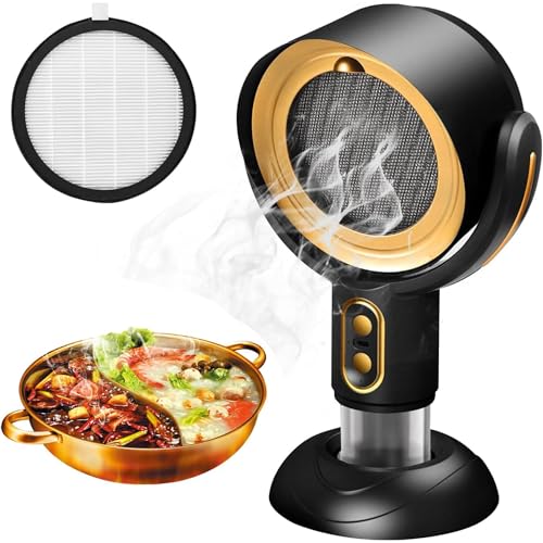 Tragbare Dunstabzugshaube, Büroabzugshaube, Mini-Dunstabzugshaube, kabellose Küchenabzugshaube mit Filternetz (schwarz u