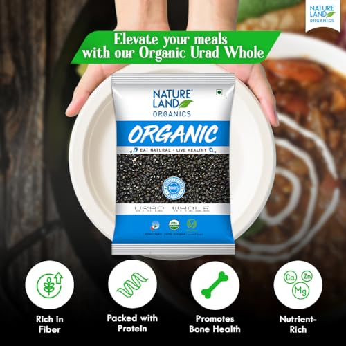 Image of Natureland Organics Urad Whole /Sabut /Urad Kali Daal 500 Gm - Organic Healthy Pulses (Pack of 3)