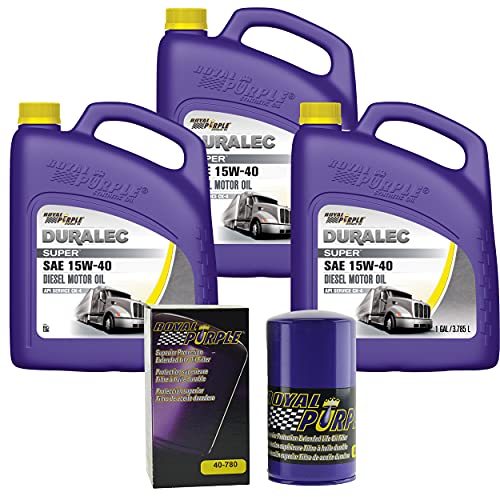 Royal Purple Duralec Super 15W-40 CK/4 Synthetic Diesel Motor Oil - 12 quarts and a Royal Purple 40-780 Extended Life Premium Oil Filter