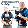 Baby Carrier, Lumbar Support Infant Carrier (0-36M, 8-33 lbs) with Foldable Headrest Carabiners for Big and Tall Parents, Men, Women (Black) #5
