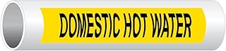 ComplianceSigns.com Domestic Hot Water (Black Legend On Yellow Background) Pipe Label Decal, 12x2.5 inch 50-Pack Vinyl for Pipe Markers