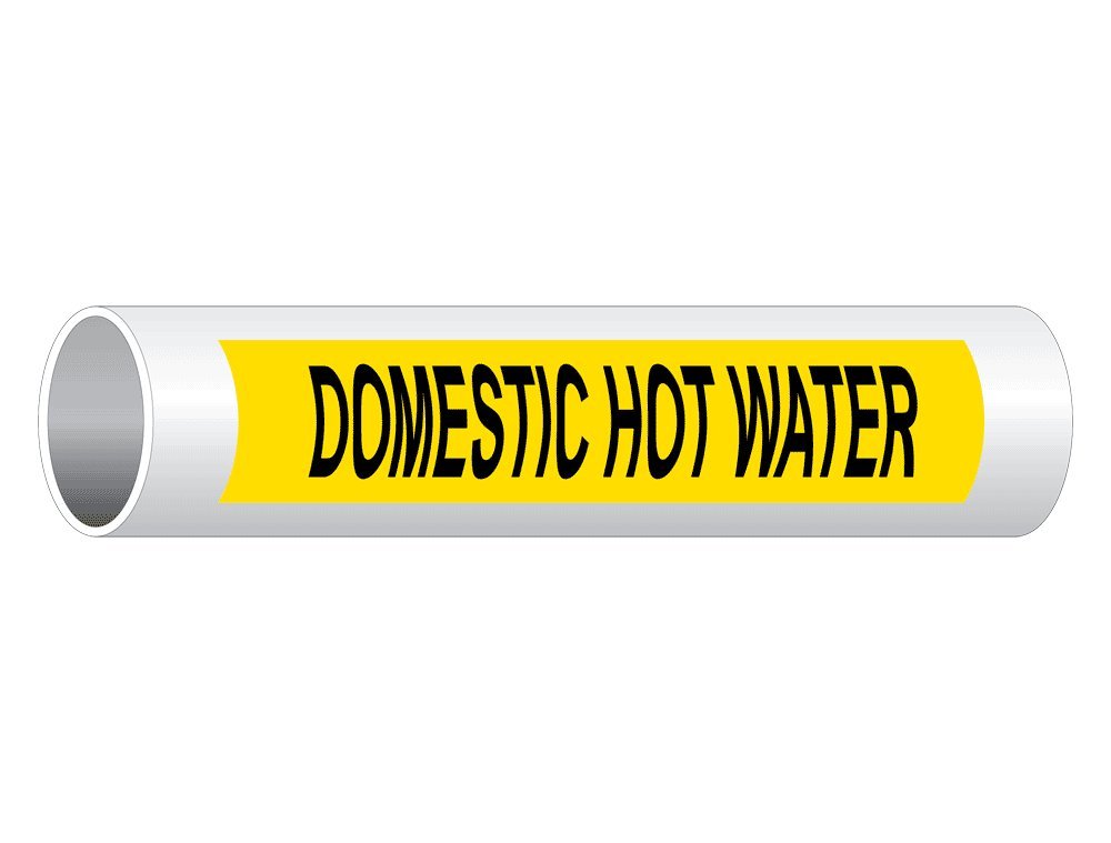Sanitary Vent Pipe Labels – 50-Pack, Yellow With Black Lettering, 12x2.5 Inch, ASME A13.1 Standard, UV-Resistant Vinyl