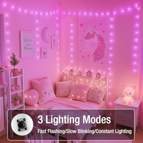 Image of 12 Pack Fairy Lights Battery Operated - 7ft 20 Led Twinkle Lights 3 Modes, Bulk Mini String Lights Waterproof for Mason Jars Vases DIY Party Wedding Decoration Valentines Day - Pink
