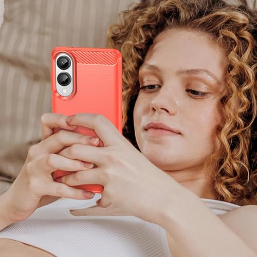 Image of Soft Carbon Fiber TPU Slim Military Grade Drop Protection Case Cover Compatible with Samsung Galaxy S25 Edge 5G (2025) (Carbon Red)