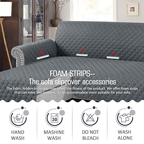 TAOCOCO Couch Slipcover L Shape Sofa Cover Sectional Couch Chaise Lounge Cover Reversible Sofa Cover Furniture Protector Cover for Home Décor (Bluish-Grey, Large) - Thumbnail 7