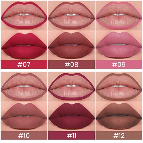 Image of evpct 6Pcs Retractable Lip Liner Pencils Set Pack for Shaping & Sculpting Lips, Ruby Mauve Red Rose Nude Pink Plum Purple Taupe Brown Creamy Matte Gel Lip Liner Lipliners Pencil delineador de labios