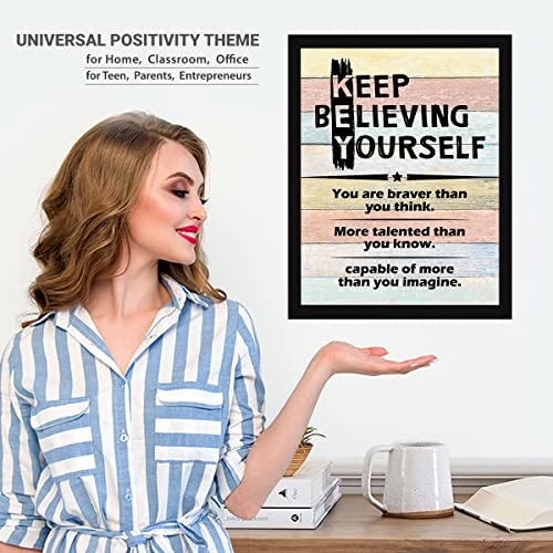 Chaka Chaundh - Inspirational Framed Posters – Motivational Quotes Wall Frames for OFFICE, STUDENT AND STUDY ROOM - Photos with Quotes - (14 X 11 Inches) (keep believing yourself - multicolor) - Image 8