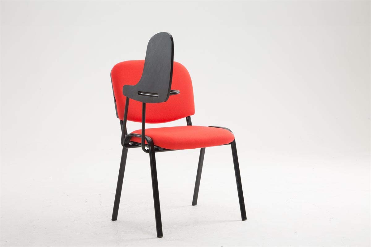 Silla Confidente Ken con Brazo Extensible y Pala Flexible para Escritura, Apuntes y Conferencia, Color Rojo