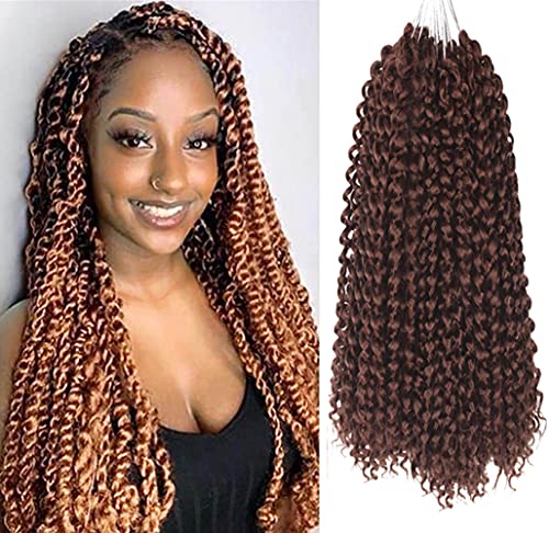 Niseyo 7 Packs Passion Twist Hair 24 Inch Ombre Water Wave Crochet Hair for Passion Twist Crochet Hair Long Bohemian Locs Braiding Hair Extensions (30#)