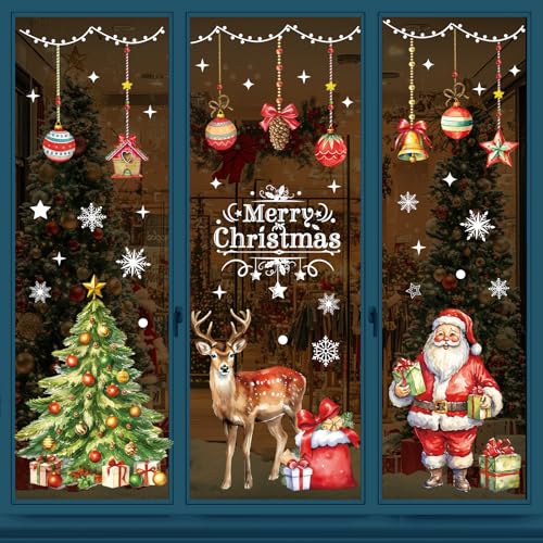 WUQNGI 86 Stk Fensterbilder Weihnachten Selbstklebend Groß,...
