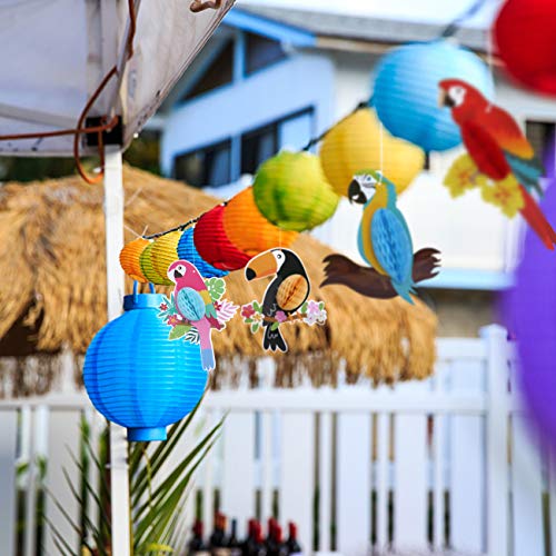 Image of KESOTE 6 Pieces Hawaiian Tropical Parrot Bird Honeycomb Hanging Party Decorations, Summer Tiki Bar Party Decor, Rainforest Decorations Garden Yard Room Decor (Pack of 2)