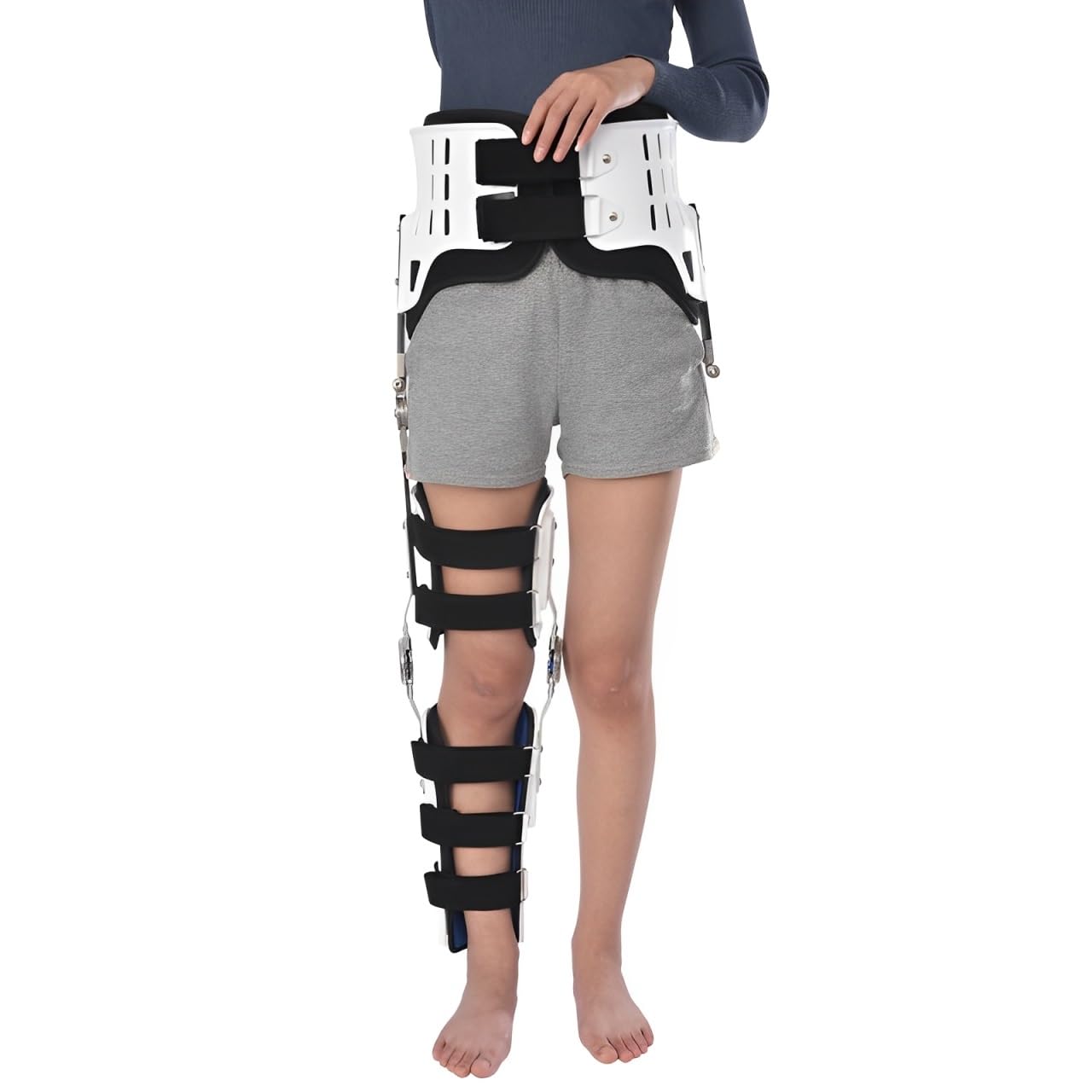 Genouillère professionnelle avec stabilisateurs latéraux,attelle fixe réglable respirante,attelle articulée for jambe complète,aide améliorer l'équilibre jambes,forte stabilité sport,l'entraînement