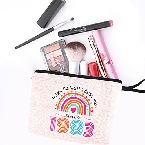 Hanamiya Na 40Th Birthday Gifts For Women-Making The World A Better Place Since 1983, 40 Years Old Makeup Bag For Her, Friend, Mom, Sister, Wife, Aunt, Coworker Boss #TOP5