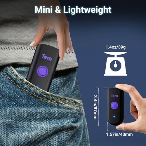 Image of Tera Barcode Scanner Mini 1D Wireless: 3-in-1 Works with Bluetooth 2.4G USB Wired Portable Laser Bar Code Reader Pocket Size for Windows Android iOS Tablets Computers 1100L Purple
