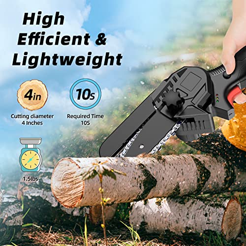 Mini Kettensäge Akku, Kettensäge Elektro Schärfgerät Einhand Motorsäge Elektrische Chainsaw Handkettensäge, 4 Zoll mit 2… – Bild 3