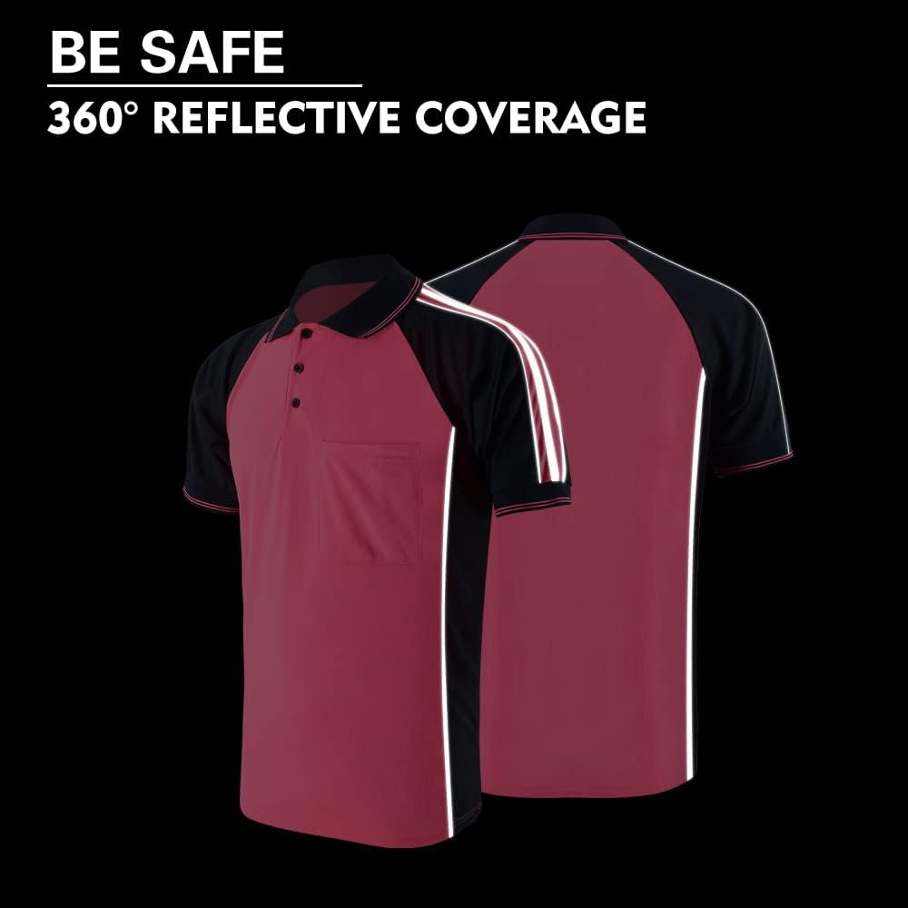 Safety Shirt High Visibility Short Long Sleeve Reflective Polo Shirts, Work T Shirts for Men Construction - Image 5