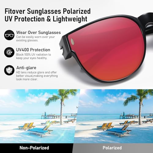 Image of HAOLOTA Fit Over Glasses Sunglasses for Women Polarized | Over Glasses Sun Glasses, UV400 Polarized Lens, Trendy Cat Eye Sunglasses, Lightweight and Flexible, Driving, Daily Use