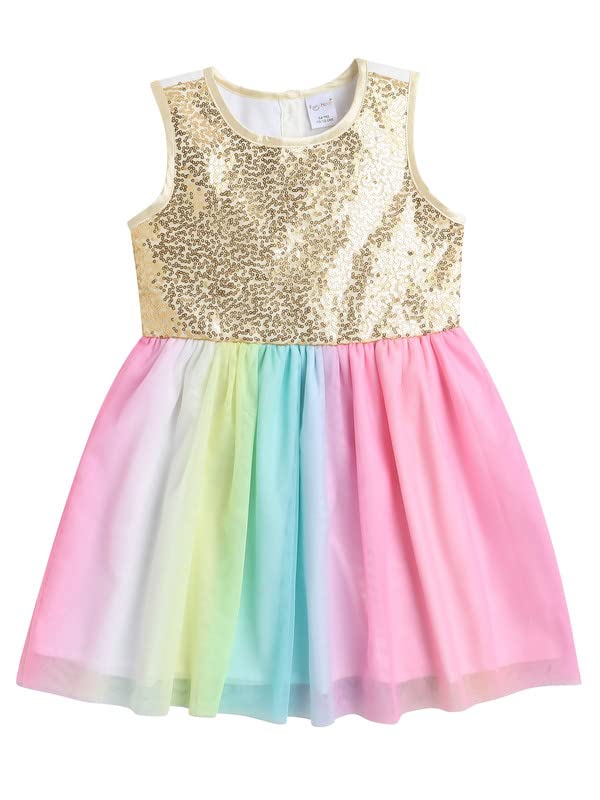 Image of Funshine Girls Spring Summer Casual Dress for Kids | Soft Breathable Comfortable Everyday Wear for Play School Outings Birthday Parties & Family Occasions | Stylish Lightweight Trendy Outfit