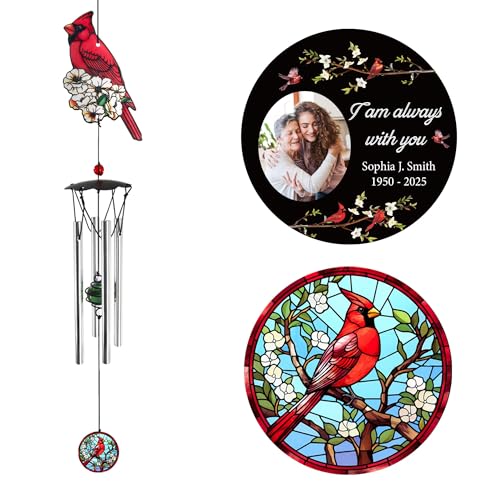 Image of ASTARIN 24 inch Cardinal Wind Chimes for Loss of Loved one Mom, Personalized Memorial Wind Chime Bereavement Gift Idea, Condolence Gift for Loss of Dad Son Daughter