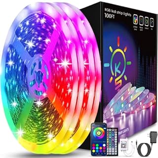 Keepsmile 100ft Led Strip Lights (2 Rolls of 50ft) Bluetooth Smart App Music Sync Color Changing RGB Led Light Strip with Remote and Power Adapter,Led Lights for Bedroom Room Home Decor Party Festival