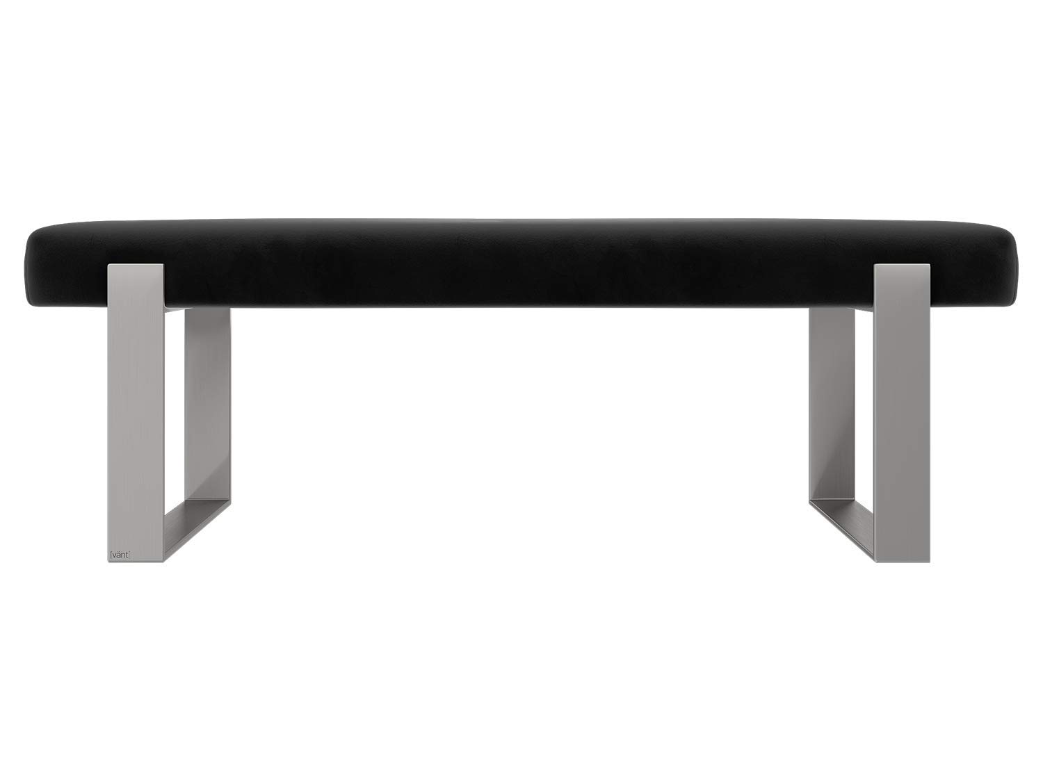 VANT Upholstered Bed Bench - Velvet Black - Brushed Nickel - Contemporary Modern, Bedroom Bench Seat, Hallway, or Entryway