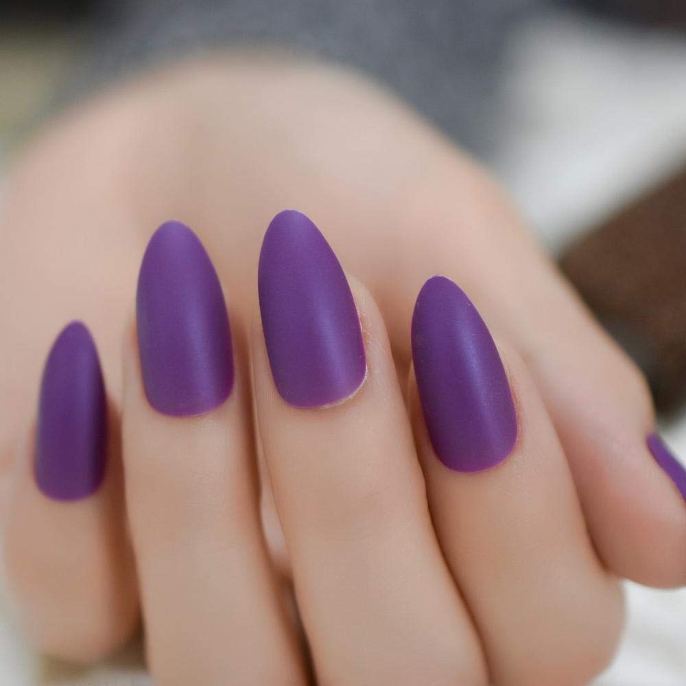 ACiyD Violett-Violette, Matte, spitz zulaufende falsche Nägel