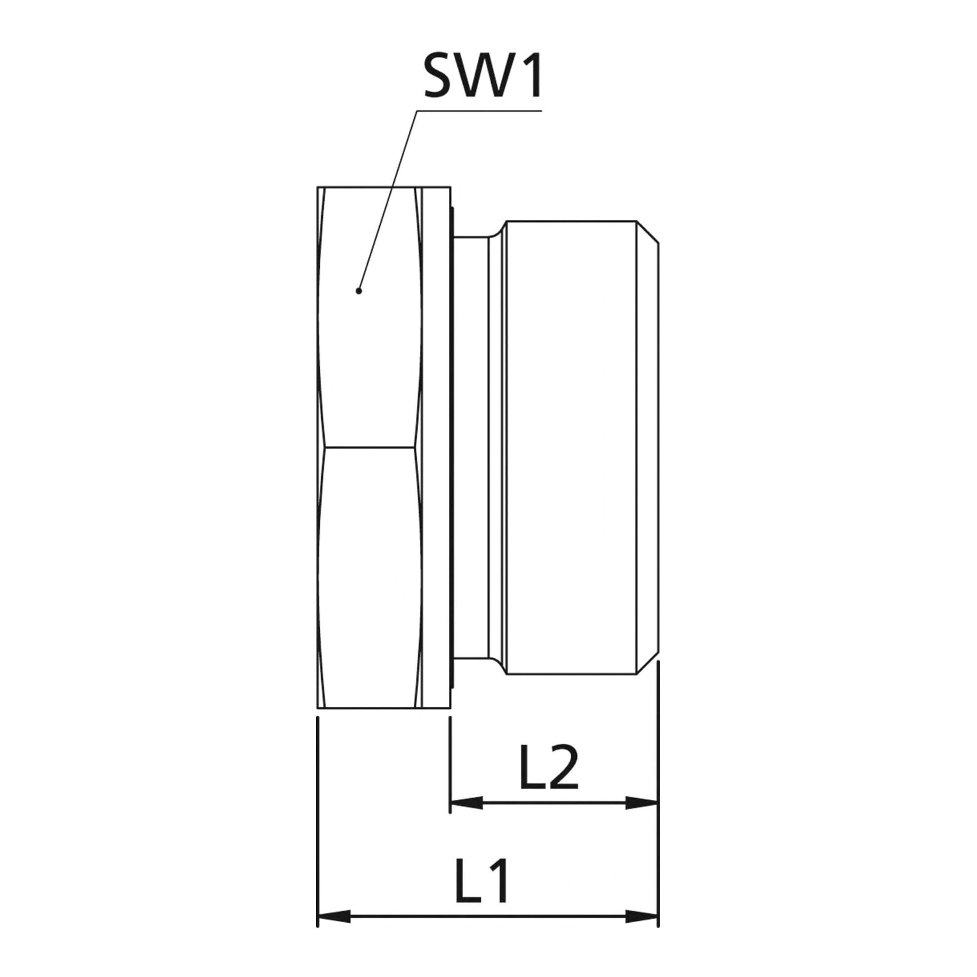 Reducción de cambio larga, sellado suave, G 3/4 a, G 1 1/2 i, PN máx. 315 bar, SW1 60, acero galvanizado.