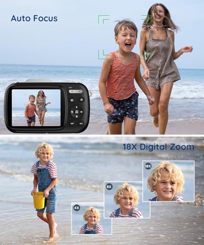 Image of 5K Digital Camera 80MP High Resolution Auto Focus Digital Camera 18X Zoom Digital Video Camera for Photography and Video (Black)