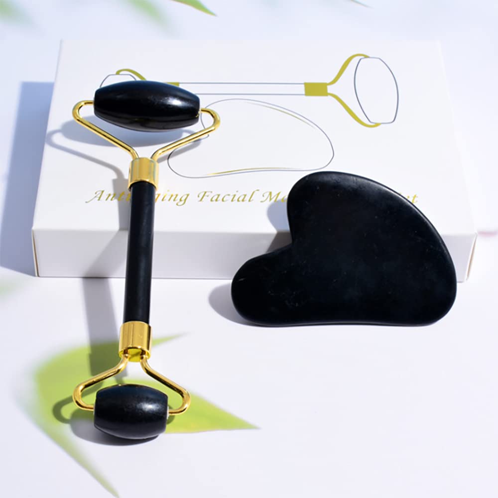Guasha, rullo for il viso, strumenti for la cura della pelle del rullo di bellezza, strumenti for il massaggio guasha del viso Strumenti Gua Sha for Face Body SPA, pietra di giada naturale originale a