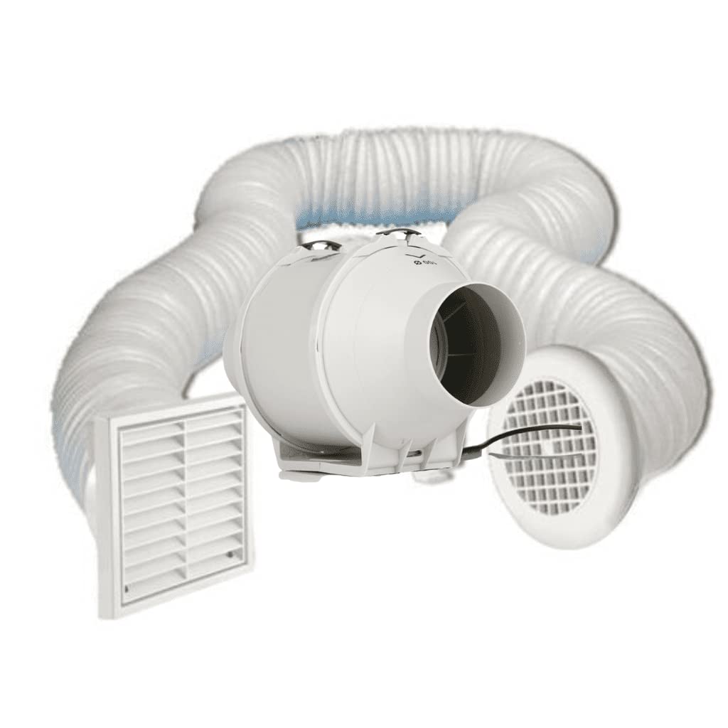Buy AirTechUK Inline Bathroom Extractor Fan Kit Run on Timer 4 inches 100mm Powerful Quiet Damp