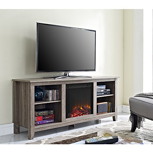 Home Accent Furnishings Lucas 58 Inch TV Stand with Fireplace Insert in Ash
