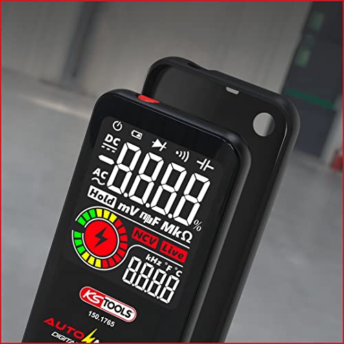 KS Tools 150.1765 Automatik Digital-Multimeter inkl. Prüfspitzen, Rot-schwarz