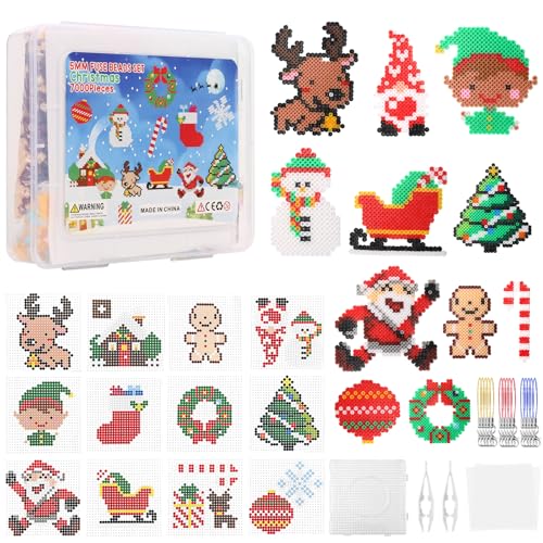 EIKEJI 7000 Stück Bügelperlen Weihnachten, 48 Farben Bügelperlen...