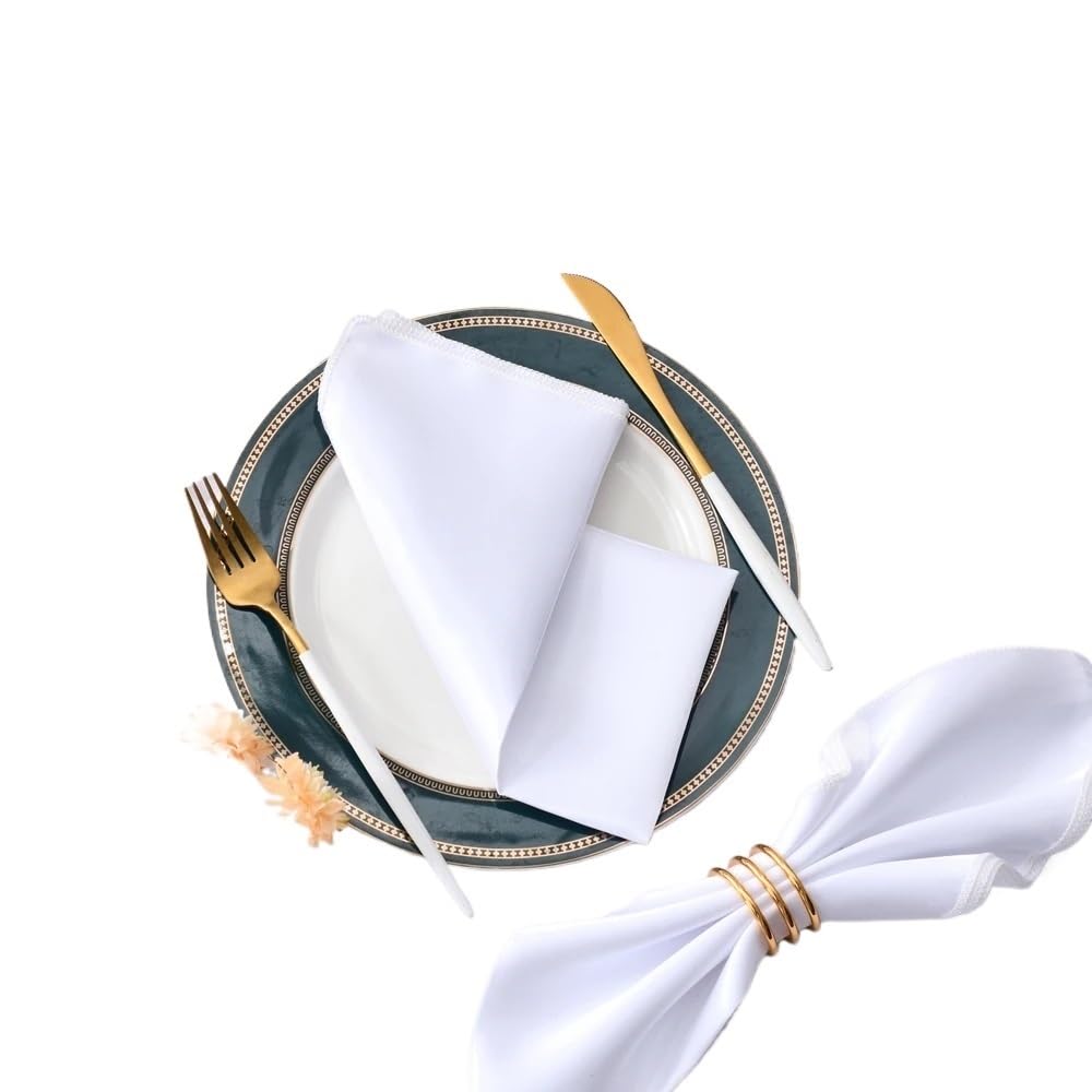 Cloth Dinner Table Napkins, Satin Dinner Napkins Multicolor 50 Pcs(White)