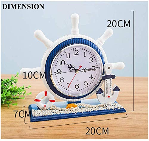 Rtggsel 16-COK Mediterranean Style Nautical Silent Desk Clock Lighthouse Helm Wooden Clocks Ship Wheel Rudder Shelf Clocks Beach Theme Clock Decor Ornament thumb #1