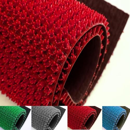 Image of YALISH Polyvinyl PVC Spike Entrance Door Mats for Home, Offices, Hotel Rooms Artificial Grass Turf Mat, Multiple, Textured Surface, Indoor Outdoor Use (RED - 2 X 2 FT / 60 X 60 CM)