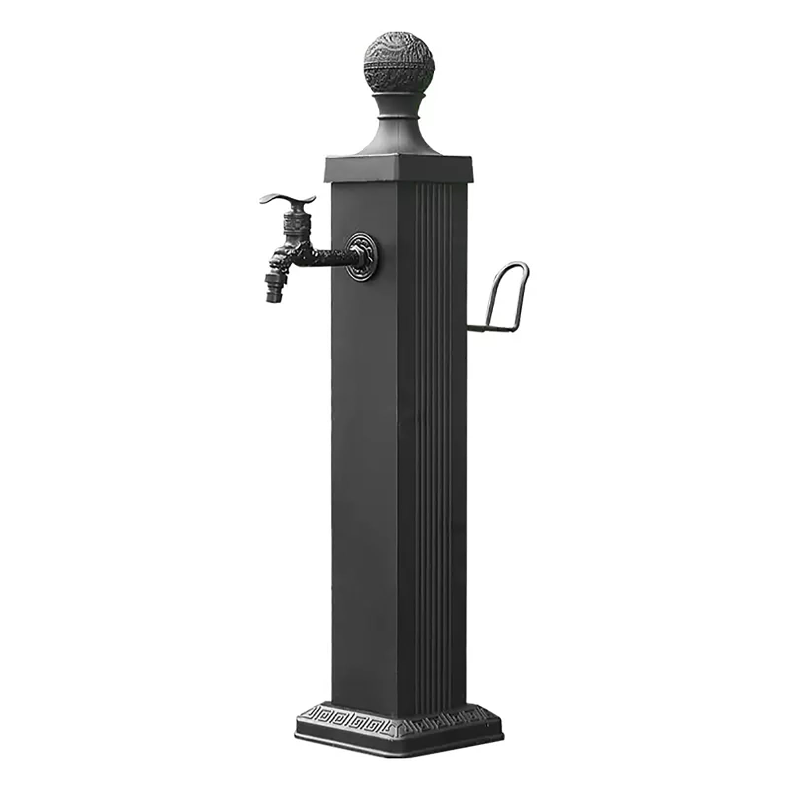 WOTZOV Stainless Steel Outdoor Water Fountain & Faucet Post, 45In Freestanding Garden Hose Holder, Vertical Hydrant Column, Frost-Proof Yard Spigot For Courtyard，74cm/39in