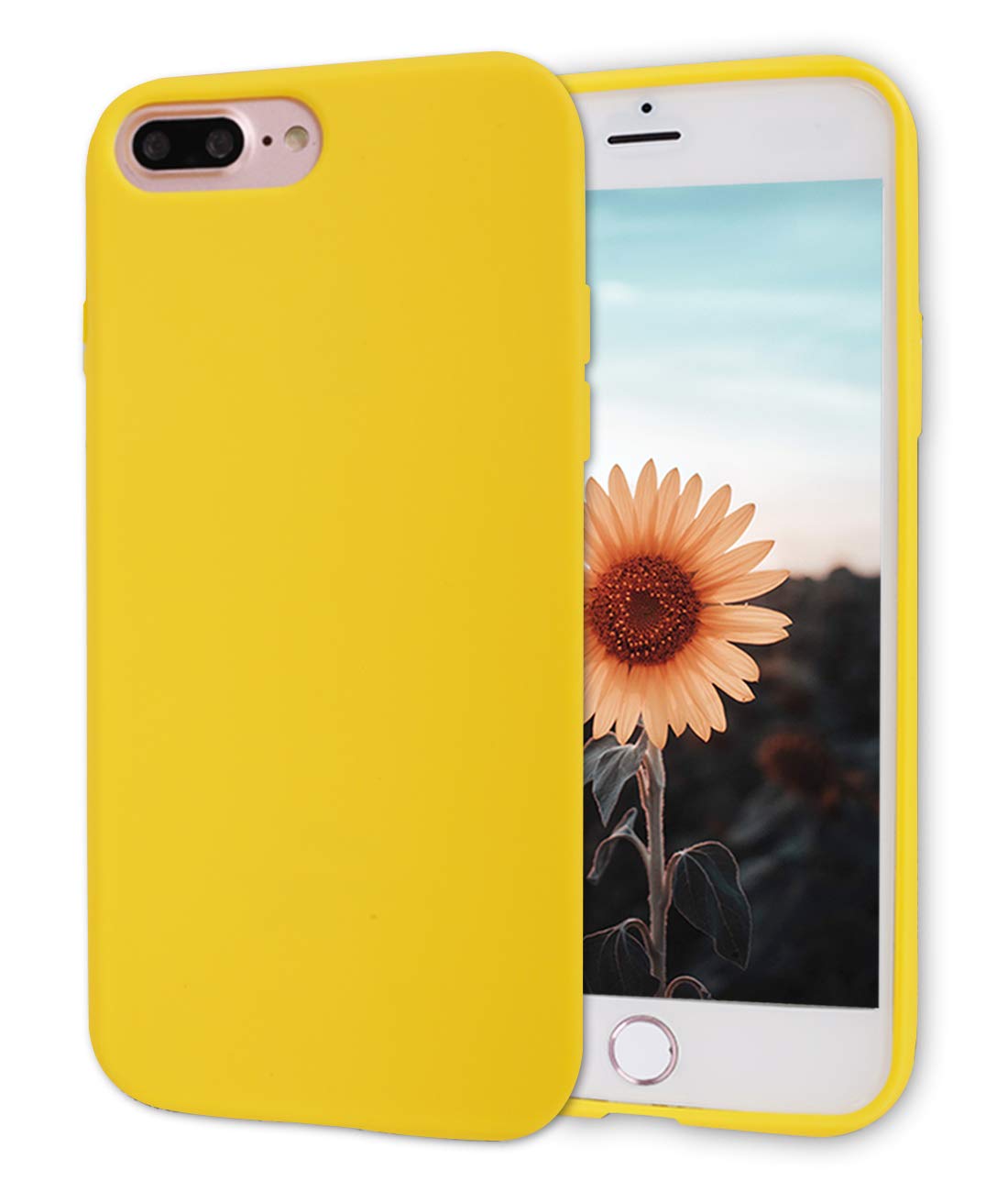 Beatuiphone iPhone 8 Plus Yellow Case,iPhone 7 Plus, Soft TPU Gel Silicone Anti-scratch Shockproof Slim Fit Skin Frosted Full Body Protective iPhone Cover (Yellow)