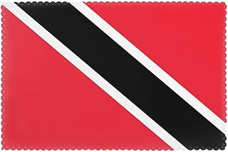 DLXW Flag of Trinidad and Tobago Printed Placemats Set of 6 - Washable Polyester Fiber Placemats for Dining, Kitchen, Hotel, Home, and Banquet Decorations