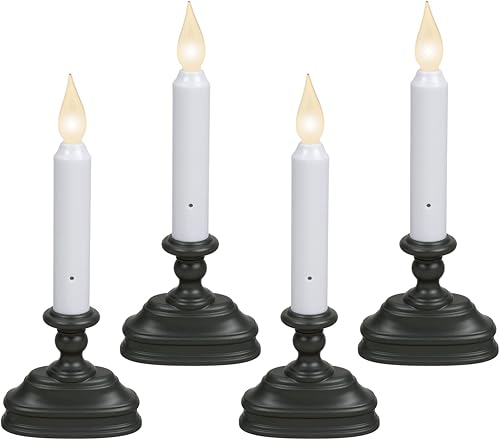 Miniatura 2 de Xodus Innovations FR1310A-4 - Vela de ventana sin llama de 8.5 pulgadas, funciona con pilas, del atardecer al amanecer y color de llama LED azul o