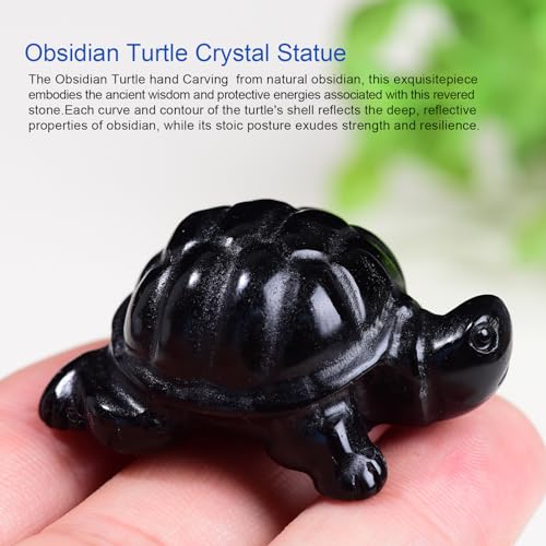 Estatua de Tortuga en Obsidiana Negra 1.8 Pulgadas miniatura 3