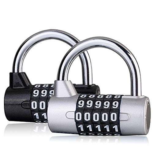 Coriver 2 Pack 5-cijferige Combinatie Hangslot, Zinklegering Materiaal Waterdicht Resetteerbare Sloten, Antirust Security Nummerslot voor Gym School Office Home Fietskoffer Bagage (65mm)